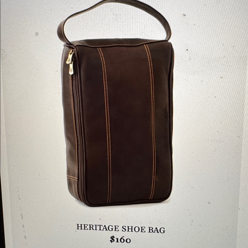 LINKS & KINGS HERITAGE SHOE BAG dark brown leather NWT great gift golfer travel